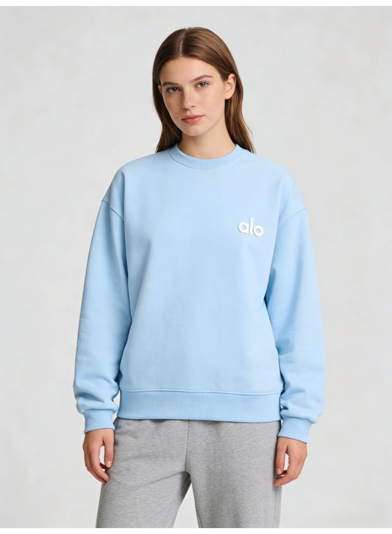 Alo World Classic Sky Blue Crewneck Sweatshirt for Everyday Wear - Image 3